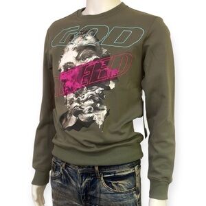 NWT UniSex ‘God Speed’ Olive Graphic Sweater by Motive Denim - Size M